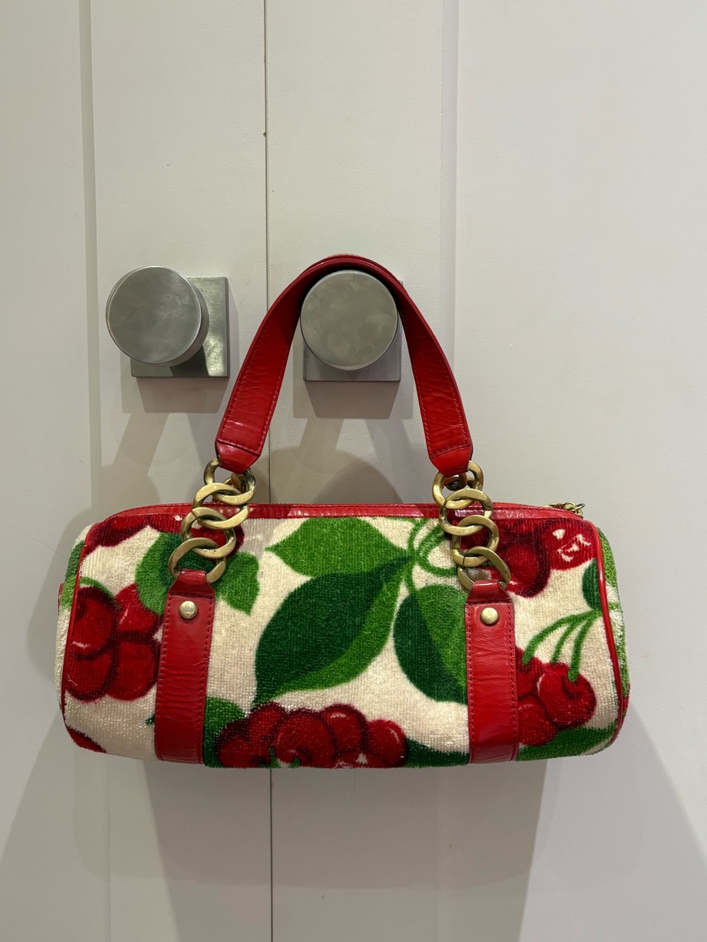 Vintage Juicy Couture Cherry Terry Barrel Bag Red Y2K